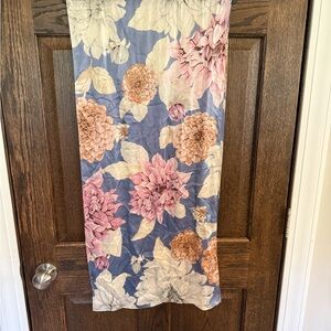 Echo Floral Scarf in Blue, Pink, Cream, Tan